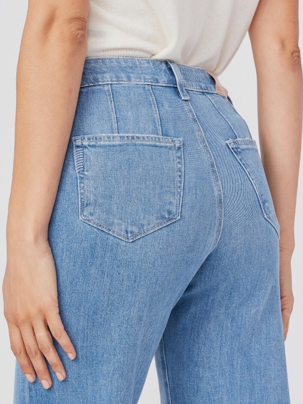 PAIGE Anessa Wide Leg Distressed Raw Hem Crop Denim Jeans Size 28 - Picture 5 of 9